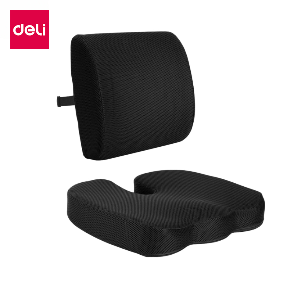 Deli เบาะรองหลัง เบาะรองนั่ง เบาะรองเก้าอี้ ลดอาการปวดเมื่อย เมมโมรี่โฟมแท้100% รองรับสรีระ Cushion
