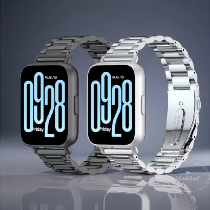 สายรัดกีฬาสําหรับ Redmi Watch 2/3/4/5/6 Lite Active สายรัดแม่เหล็กสแตนเลส Milanese สร้อยข้อมือเปลี่ยนสายรัดข้อมือสําหรับ Xiaomi Band 8/9 Pro