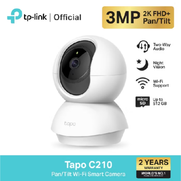 TP-Link Tapo C200 ภาพคมชัด 2 MP Full HD/ Tapo C210 ภาพคมชัด 3 MP 2K กล้องวงจรปิดไวไฟ ดูการใช้งานได้ผ่าน App  ประกัน 2 ปี